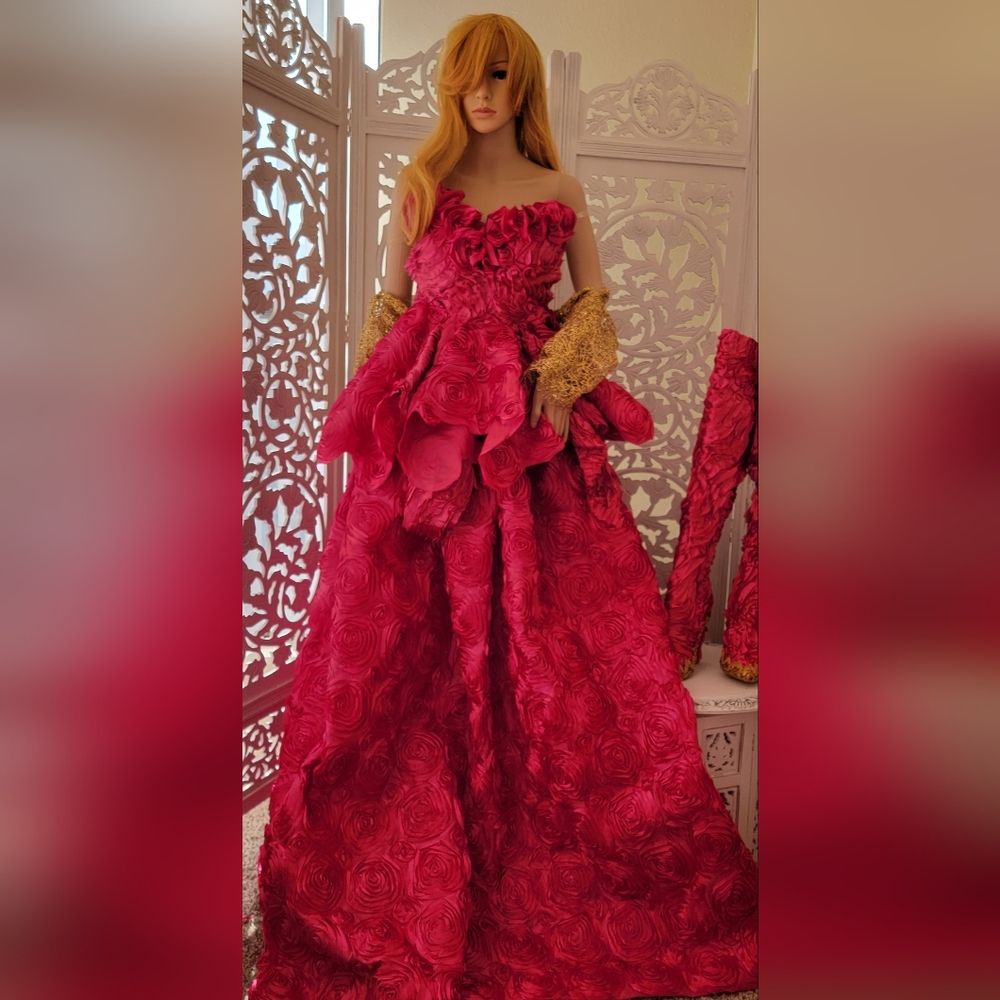 The "CALLIA" Hot Pink Wedding Ballgown Set (Matching Boots Included)